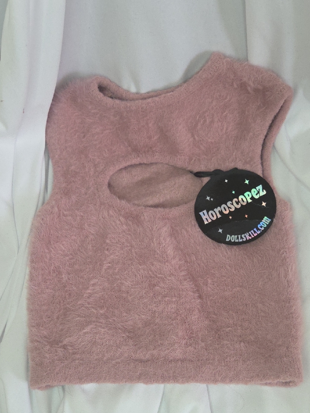 Dolls Kill Nwt Pink Fuzzy Crop Keyhole Cutout Horoscopez Glass Half Full Series